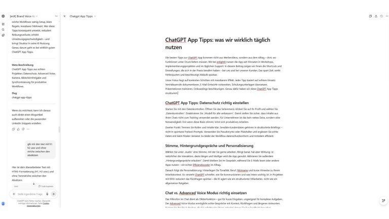 ChatGPT Canvas Modus