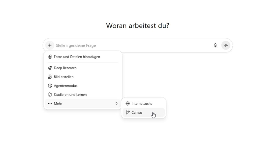 ChatGPT Canvas Modus aktivieren