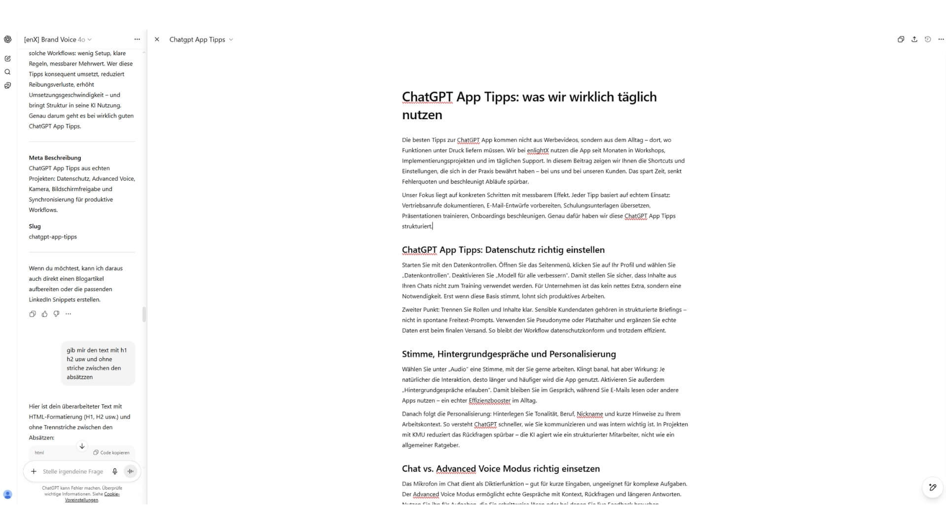 ChatGPT Canvas Modus