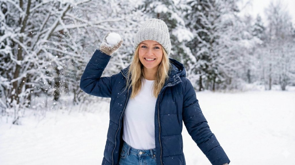 KI Frau mit Schneeball